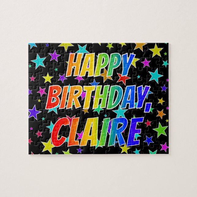 Puzzle "CLAIRE" Prénom, Amusant "HEUREUX ANNIVERSAIRE" (Horizontal)