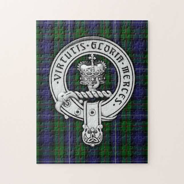 Puzzle Clan Donnachaidh (Robertson) Crest /Hunting Tartan (Vertical)