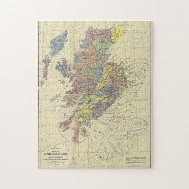 Puzzle Clans Of Scotland Historical Map Locations Des Cla (Vertical)