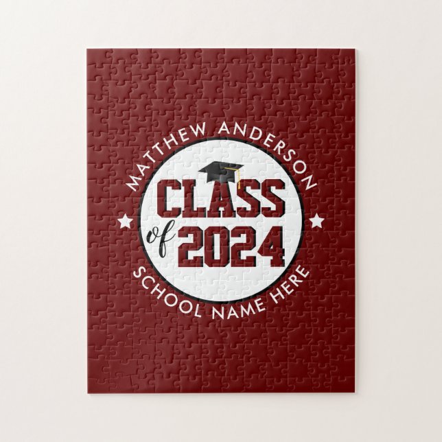 Puzzle Classe de 2024 Burgundy Graduate Graduate Graduati (Vertical)