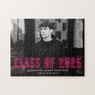 Puzzle Classe de Neon rose chaud de 2025 Graduation Photo