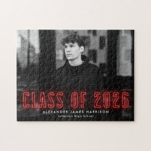 Puzzle Classe moderne Red Neon de 2025 - Diplôme photo