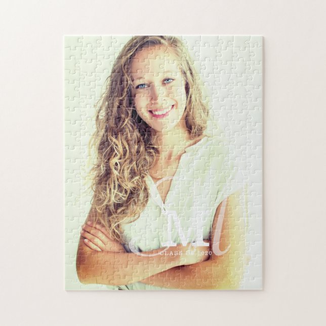 Puzzle Classe Monogramme Année Diplôme photo personnalisé (Vertical)