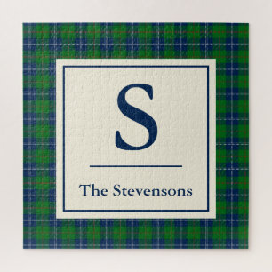 Puzzle Classic Bleu Vert Tartan Plaid Personnalisé