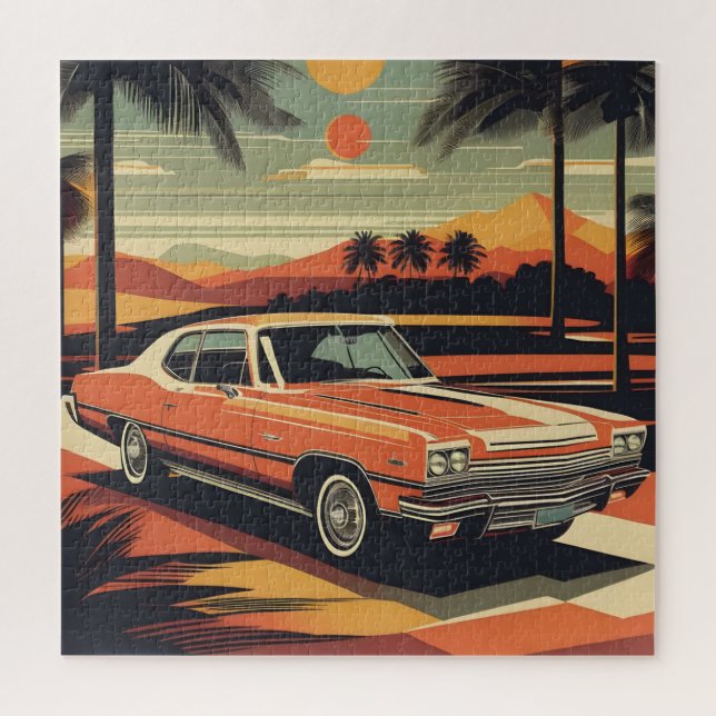 Puzzle Classic rétro poster de voiture vintage (Vertical)