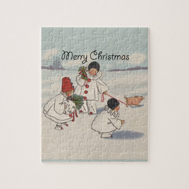 Puzzle Classique Vintage Noël Enfant de neige (Vertical)