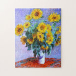 Puzzle Claude Monet Bouquet de tournesols<br><div class="desc">Bouquet de Tournesols est un beau tableau de fleurs de style impressionniste peint par le peintre impressionniste français Claude Monet,  c. 1880 montrant un joli spray de tournesol dans un vase en porcelaine avec un arrière - plan lilas.</div>