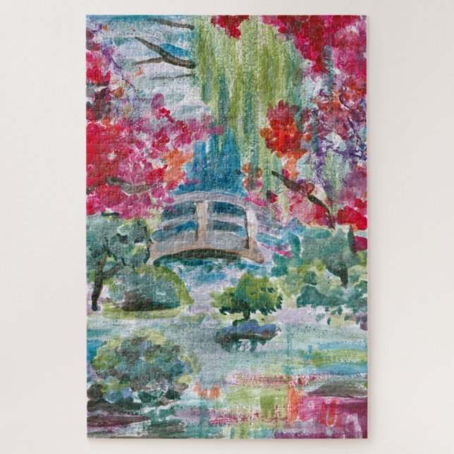 Puzzle Claude Monet jardin ponton pont peinture (Vertical)