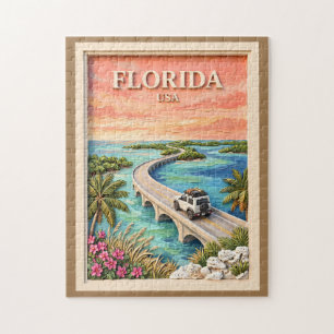 Puzzle Clés de Floride USA Voyage Vintage Road Trip Tropi