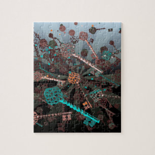 Puzzle Clés de steampunk psychadellique, rayons, rétros f