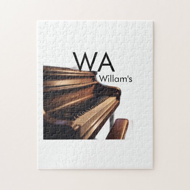 Puzzle Clés de table de piano en bois Brown nom monogramm (Vertical)