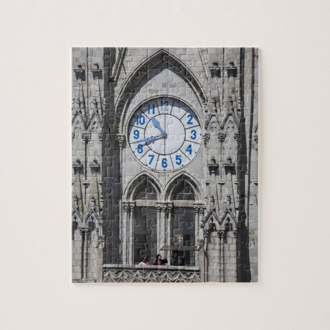 Puzzle Clock towers at the National Basilica, Ecuador (Vertical)