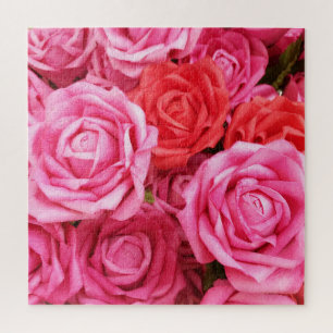 Puzzle Closeup Arrière - plan de Rose Rouge Artificielle