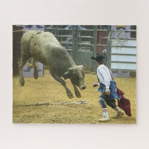 Puzzle Clown de Rodéo de Cow-boy Distrayant Taureau Sport