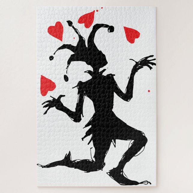 Puzzle Clown Effrayant Jouant avec des Cœurs (Vertical)