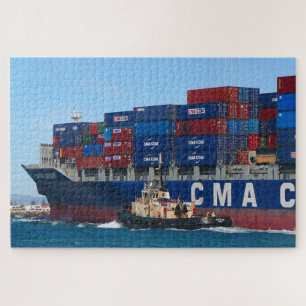 Puzzle CMA CGM Conteneur de lavande navire et remorqueur