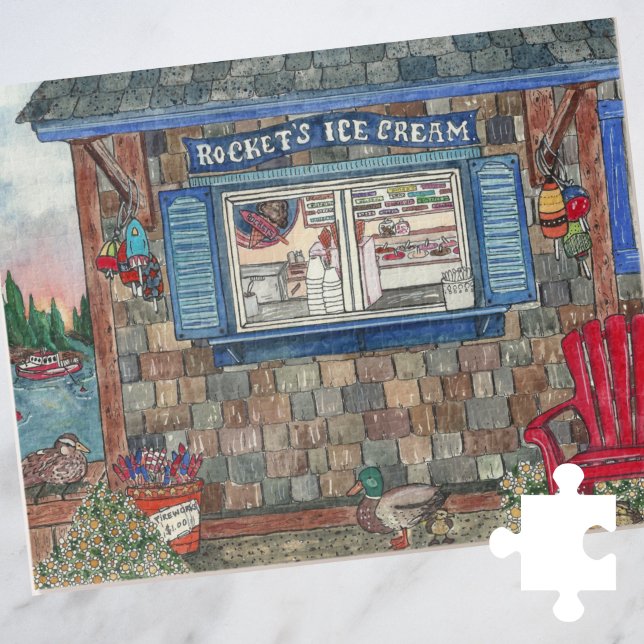 Puzzle Coastal New England Ice Cream Shop Aquarelle (Créateur téléchargé)