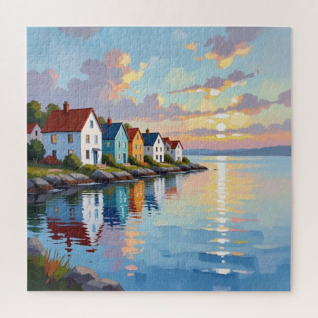 Puzzle Coastal Themed | Beach Homes on the Bay   (Vertical)