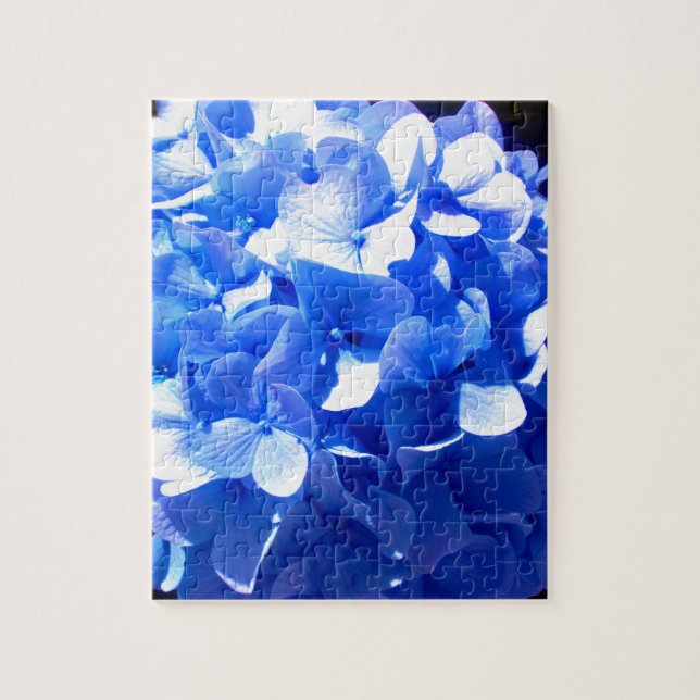 Puzzle Cobalt bleu floral élégant bleu hydrangées (Vertical)