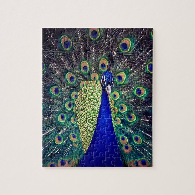 Puzzle Cobalt Blue Peacock (Vertical)