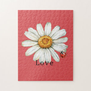 Puzzle Coccinelle Fleur de Marguerite Rouge Blanche Chic