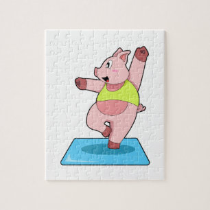 Puzzle Cochon au yoga Fitness