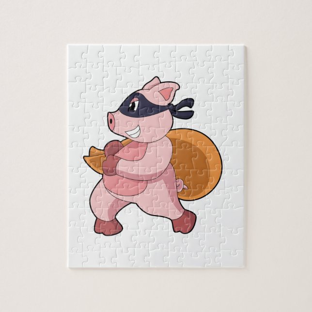 Puzzle Cochon comme coureur (Vertical)
