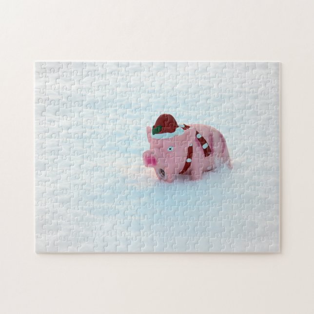Puzzle Cochon de Noël amusant ! (Horizontal)