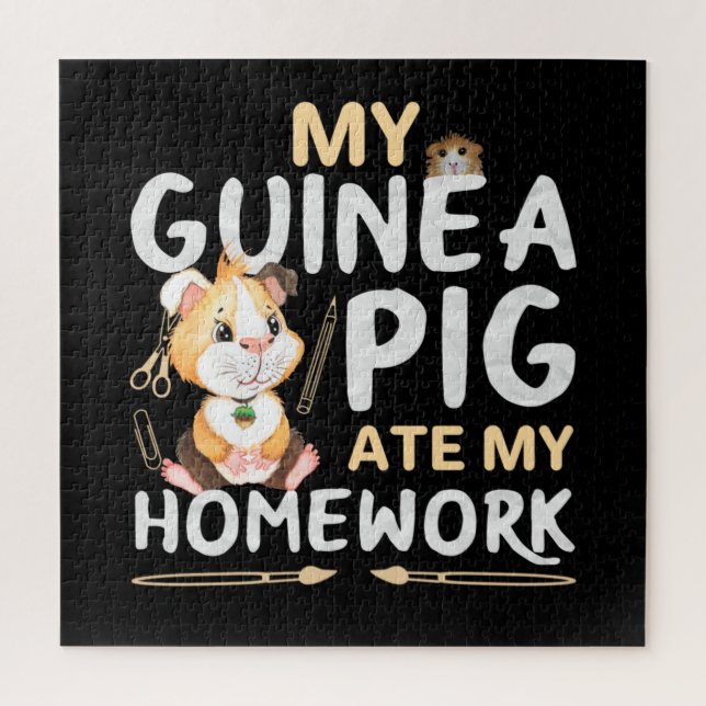Puzzle Cochon d'Inde Mignon a Mangé Mon Devoir (Vertical)