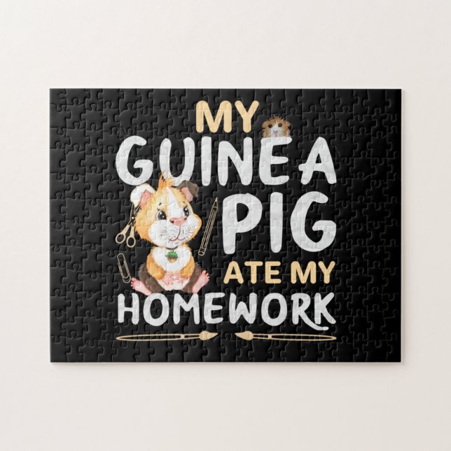 Puzzle Cochon d'Inde Mignon a Mangé Mon Devoir (Horizontal)