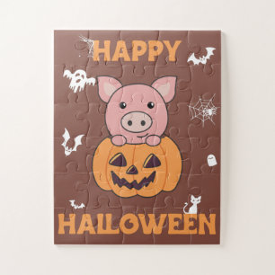 Puzzle Cochon En Citrouille Cochons Doux Joyeux Halloween