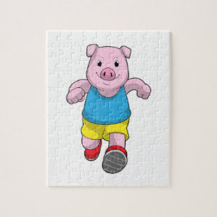 Puzzle Cochon en tant que coureur à l'exécution