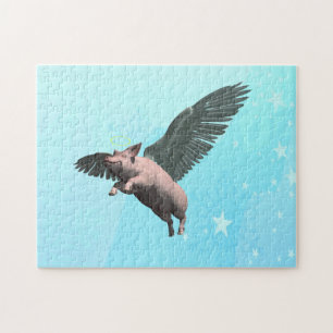 Puzzle Cochon mignon volant dans le ciel