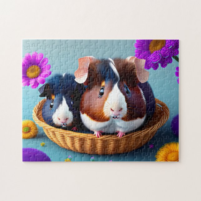 Puzzle Cochons d'Inde amusants et mignons  (Horizontal)