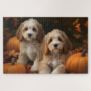Puzzle Cockapoo Puppy Citrouille d'automne
