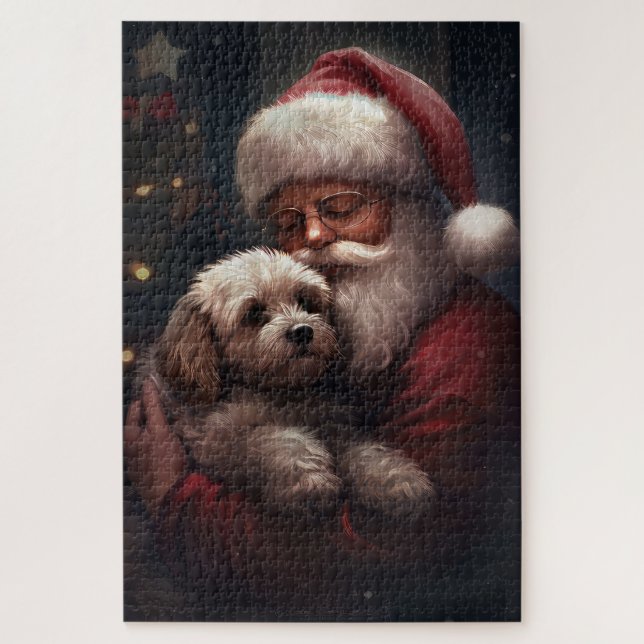 Puzzle Cockapou avec Noël Festif du Père Noël (Vertical)
