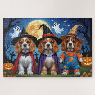 Puzzle Cocker Chiens espagnols Citrouille Halloween Funny