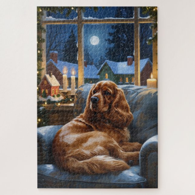 Puzzle Cocker Spaniel avec les lumières de Noël (Vertical)