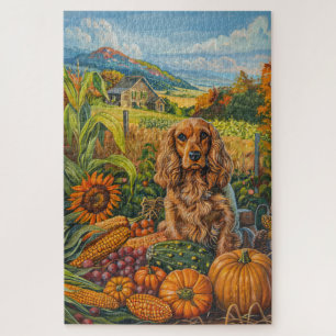 Puzzle Cocker Spaniel Chien Automne Moisson Thankesgiving