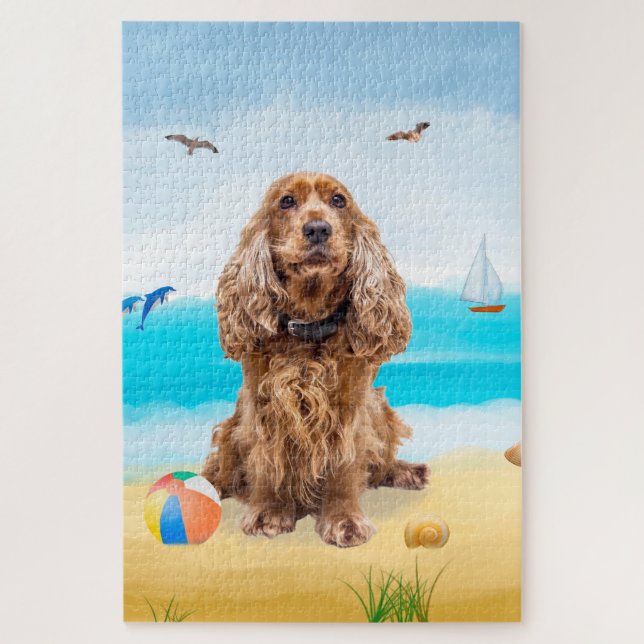 Puzzle Cocker Spaniel Chien sur la plage (Vertical)