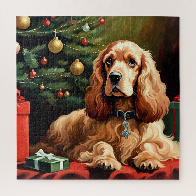 Puzzle Cocker Spaniel Christmas (Vertical)
