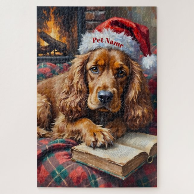 Puzzle Cocker Spaniel Christmas Story Time Hat (Vertical)