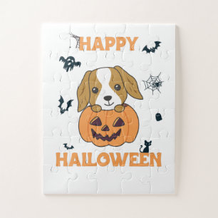 Puzzle Cocker Spaniel Citrouille Chiens mignons Joyeux Ha