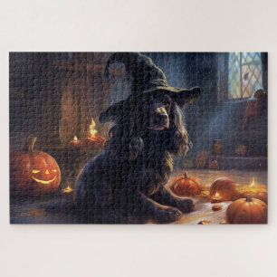 Puzzle Cocker Spaniel Citrouilles Halloween Épouvantable