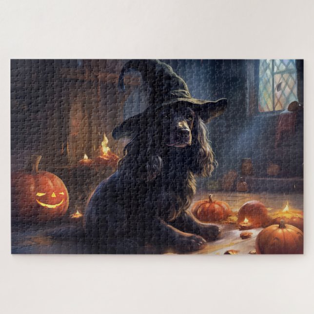 Puzzle Cocker Spaniel Citrouilles Halloween Épouvantable (Horizontal)