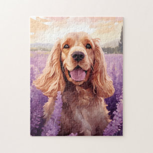 Puzzle Cocker Spaniel dans le champ Lavender