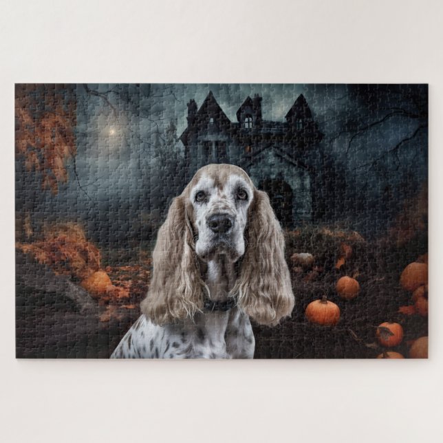 Puzzle Cocker Spaniel Halloween effroi (Horizontal)