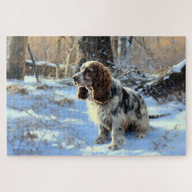 Puzzle Cocker Spaniel Laissez tomber la neige Noël (Horizontal)