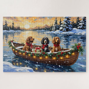 Puzzle Cocker Spaniel Noël Bateau Fêtes