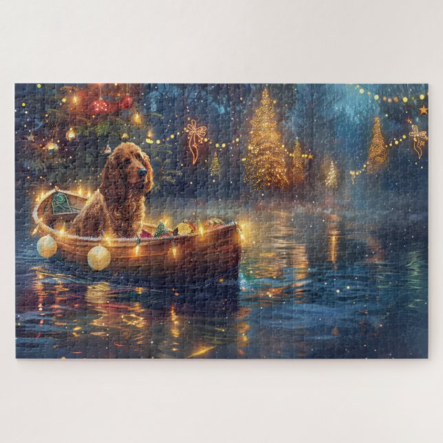 Puzzle Cocker Spaniel Noël Festive Voyage (Horizontal)
